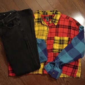 American Eagle Outfitters Jeans/Forever 21 Crop Button-up